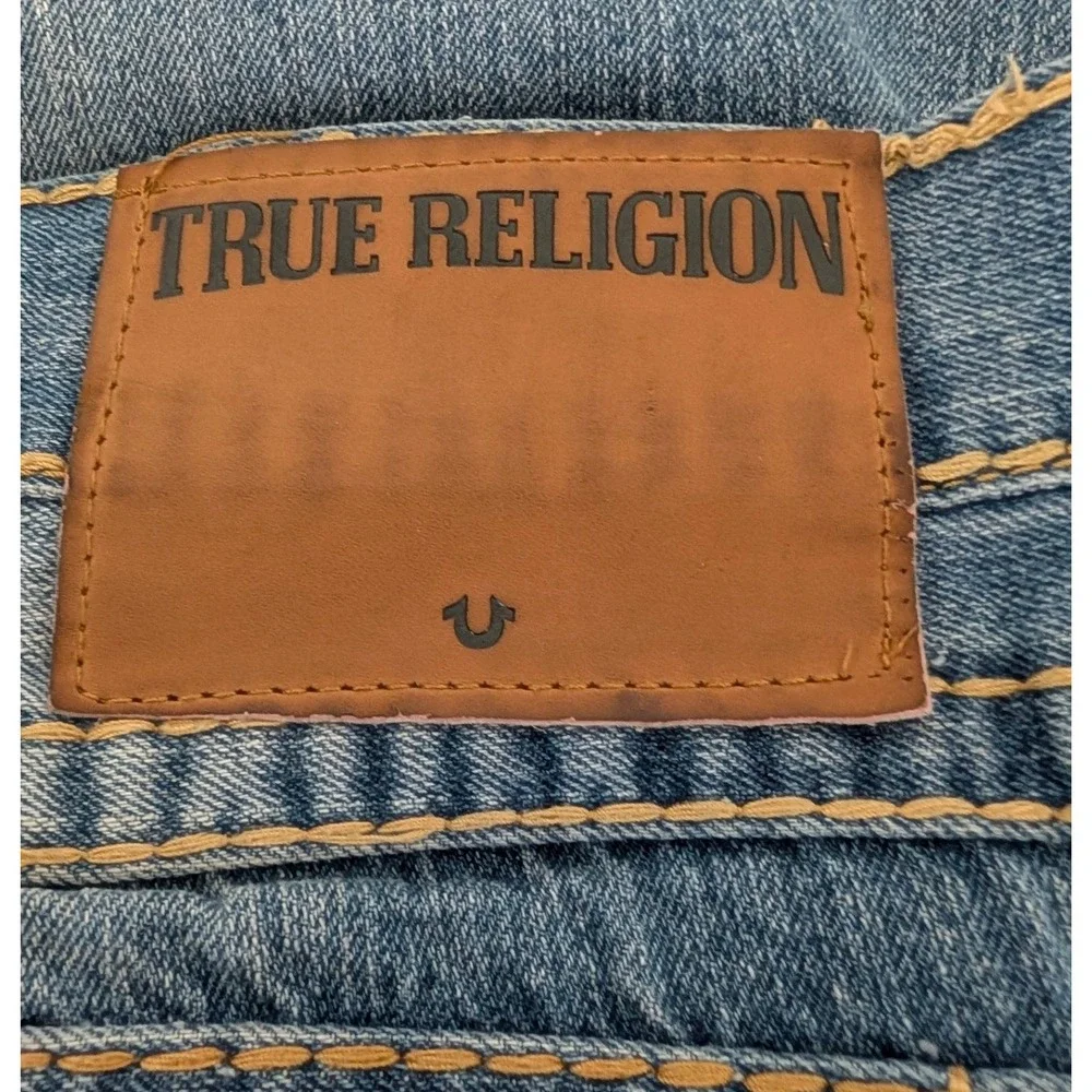 True Religion Ricky‎ Flap Super T Jeans Men 38x33 Relaxed Medium Wash Distressed